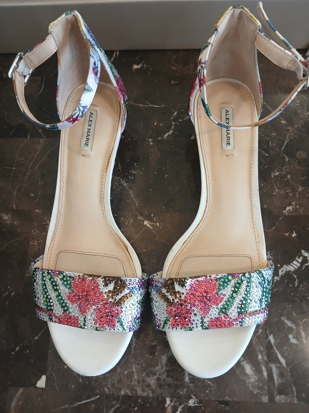 Alex Marie Multicolor Crystal-Embellished Ankle-Strap Flats - Picture 6 of 13